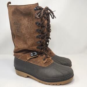 Sorel Cabelas Brown Suede Rubber Winter Snow Duck Boots Men Size 10 Insulated